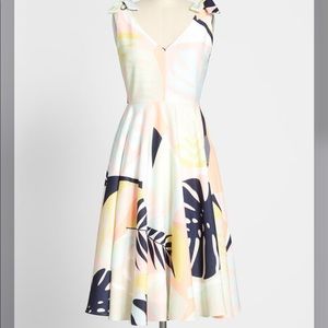 Tropical Print Tie- Shoulder dress